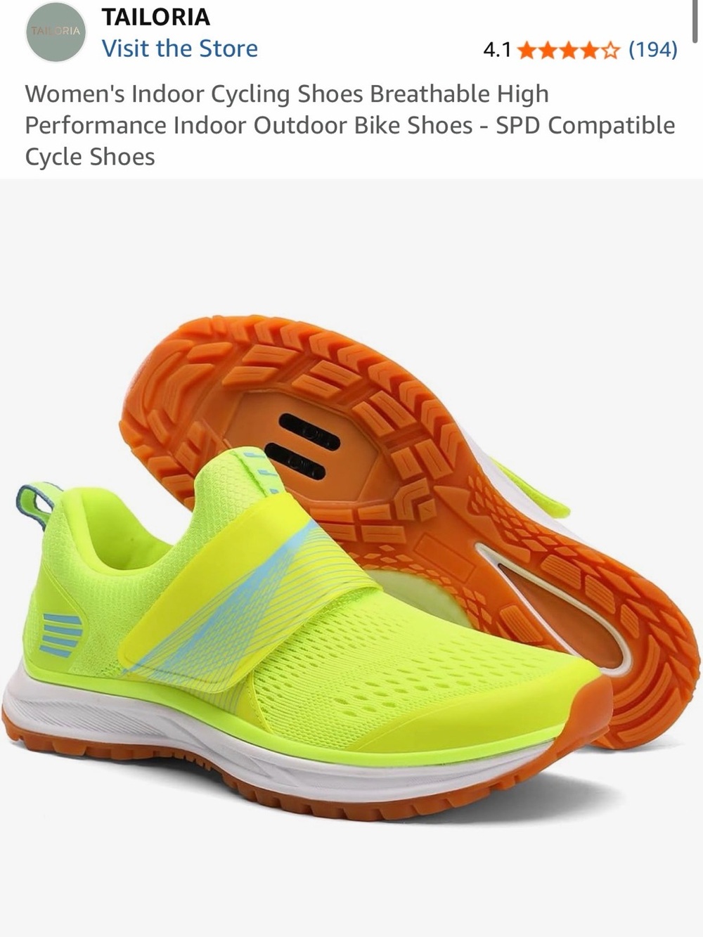 Neon green spin shoes with clips - Picture 6 of 6